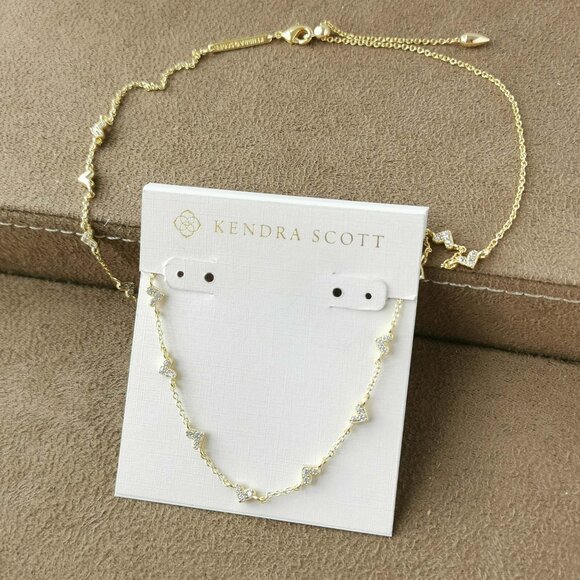 Kendra Scott Haven Heart Strand Necklace, Gold White Crystal - Picture 3 of 3